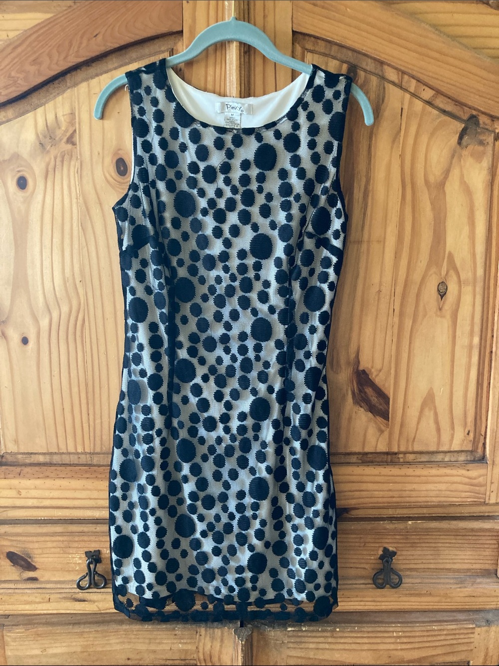 Women’s Pinky black white polka dot lace sleeveless tank dress size M